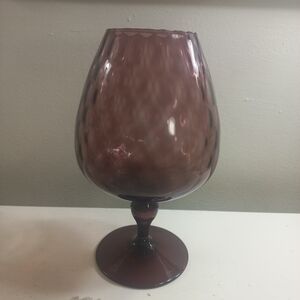 Empoli Brandy Snifter Amethyst Purple OPTIC Italy Glass Vase Vintage 10.5" MCM